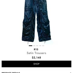 R13 Satin Trousers in Deep Blue